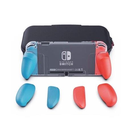 GripCase Crystal Set voor de Nintendo Switch - Skull & Co - Neon Rood & Blauw